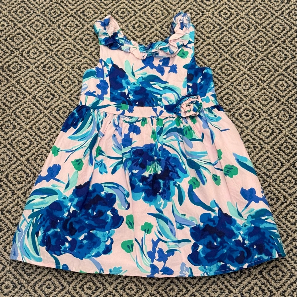 🎉 EUC 🎉 Lilly Pulitzer Sz 5 Pink Dress with Blue Floral Print